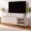 Ver imagem 3 de Rack para Sala Tv até 70 Polegadas Moderno 3 Portas - Off White Bronze
