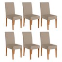 Ver imagem 1 de Kit 6 Cadeiras de Jantar Jade Suede Bege Base Freijó - Pallazio