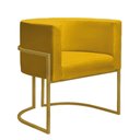 Ver imagem 5 de Kit 4 Poltronas Reforçada Decorativa Sala Nayara Base Ferro Dourado Suede Amarelo