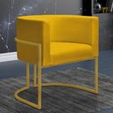 Ver imagem 2 de Kit 4 Poltronas Reforçada Decorativa Sala Nayara Base Ferro Dourado Suede Amarelo