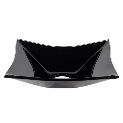 Cuba de Vidro 39cm + Torneira Cascata + Valvula - Kit Preto