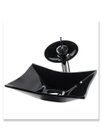 Ver imagem 4 de Cuba de Vidro 39cm + Torneira Cascata + Valvula - Kit Preto