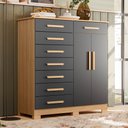 Ver imagem 2 de Cômoda Sapateira 8 Gavetas 2 Portas 125cm Verona Nature/titanium - Albatroz