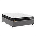 Ver imagem 1 de Cama Box Casal Cinza + Colchão Life D33 Pillow Top Preto 56x138x188 cm- e-Shop Casa