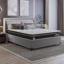 Ver imagem 6 de Cama Box Casal Cinza + Colchão Life D33 Pillow Top Preto 56x138x188 cm- e-Shop Casa