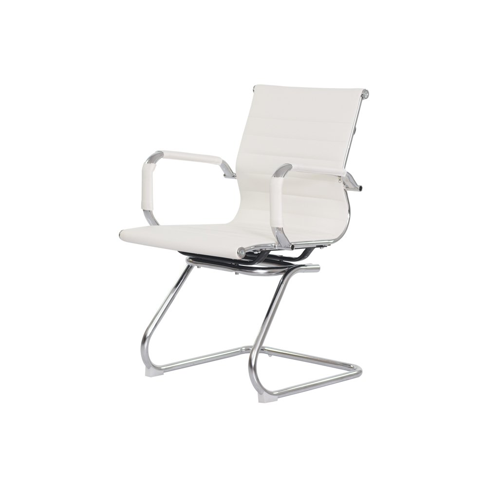 Cadeira De Escritório Interlocutor Fixa Stripes Esteirinha Charles Eames Eiffel Branca