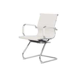 Cadeira de Escritório Interlocutor com Base Fixa Stripes Esteirinha Charles Eames Eiffel Branca