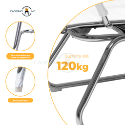 Cadeira de Escritório Interlocutor com Base Fixa Stripes Esteirinha Charles Eames Eiffel Branca - 5