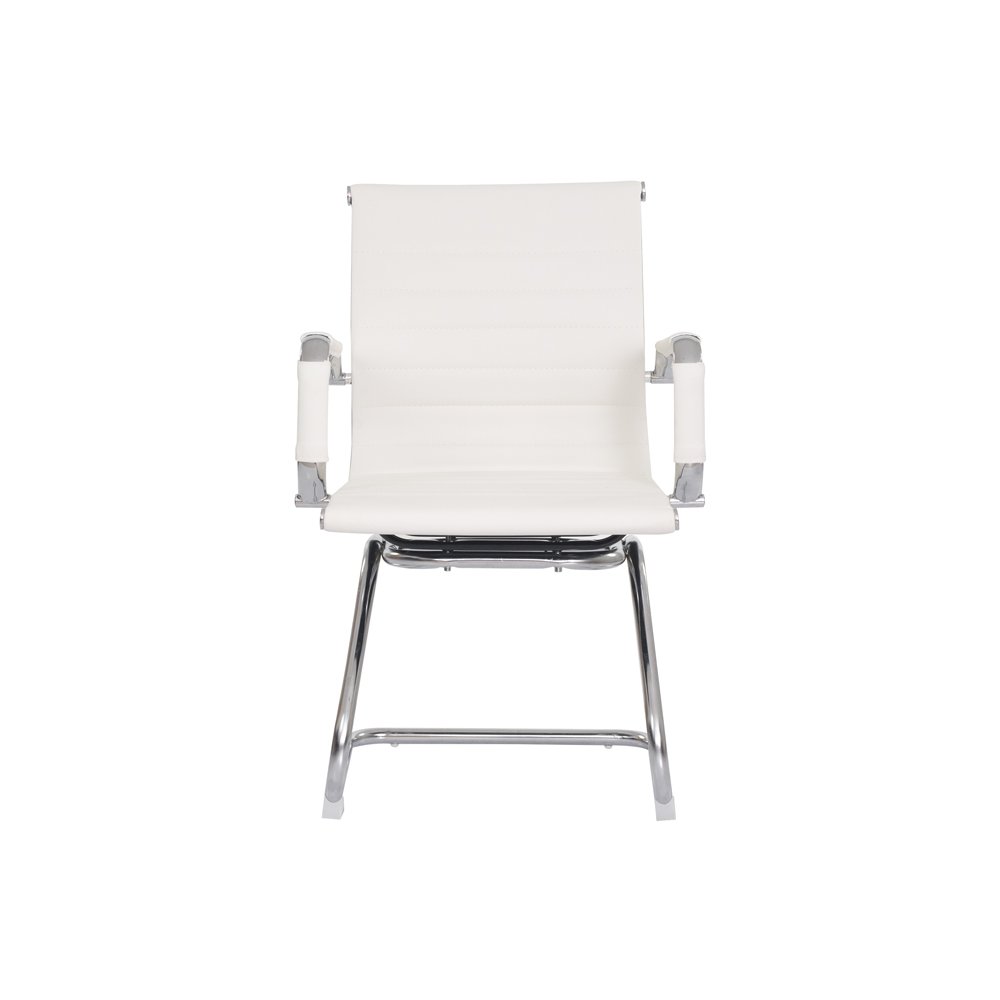 Cadeira De Escritório Interlocutor Fixa Stripes Esteirinha Charles Eames Eiffel Branca - 2