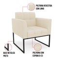 Ver imagem 5 de Kit 1 Sofá Namoradeira e 1 Poltrona Elisa Linho Bege A19 Base Metálica Industrial Preto - D'Rossi