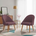 Ver imagem 1 de Kit 02 Poltrona Cadeira para Sala Orgânica Curva Redonda Confortável Reforçada Recepção Suede Rosê