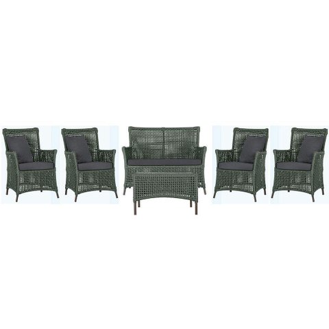 Jogo Sofá 4 Poltronas e Mesa Igapó Marrom E11 Trama Original Verde