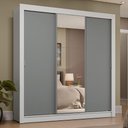 Ver imagem 1 de Guarda-roupa Casal 3 Portas de Correr com Espelho 4 Gavetas Branco/cinza Sublime Plus Madesa