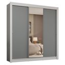 Ver imagem 3 de Guarda-roupa Casal 3 Portas de Correr com Espelho 4 Gavetas Branco/cinza Sublime Plus Madesa