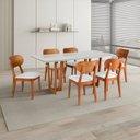 Ver imagem 1 de Conjunto Mesa Grécia com 6 Cadeiras Madeira Maciça, Multilaminada e Estofada Letícia Yescasa Off Whi