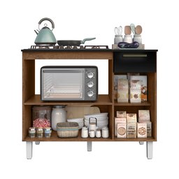 Kit Balcão 2 Porta 1 Gav. Nature/prt C/fogão Cooktop Ultrachama 5 Bocas Vermelho Bivolt e Forno 44 L - 4