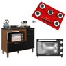 Kit Balcão 2 Porta 1 Gav. Nature/prt C/fogão Cooktop Ultrachama 5 Bocas Vermelho Bivolt e Forno 44 L - 1