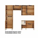 Ver imagem 5 de Cozinha Compacta Modulada 4 Peças 11 Portas com Vidro e Tampo 266cm 100% MDF Itália Espresso Móve