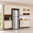 Ver imagem 1 de Cozinha Compacta Modulada 4 Peças 11 Portas com Vidro e Tampo 266cm 100% MDF Itália Espresso Móve