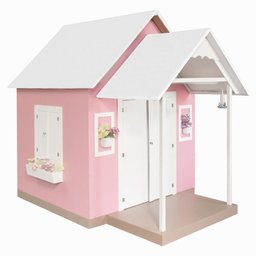 Casinha de Brinquedo Artesanal Mdf com Telhado Branco/rosa L12 - Gran Belo Casinha Infantil - 2