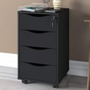 Ver imagem 1 de Gaveteiro com Rodízios Bit 4 Gavetas com Chave Preto - Artany