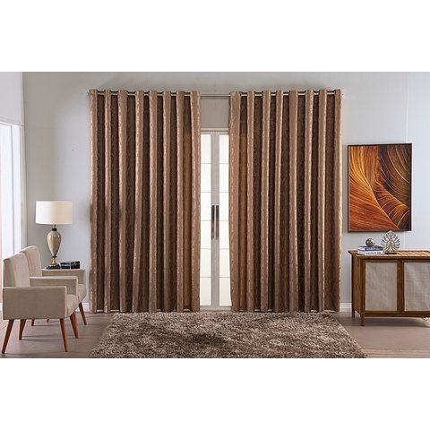 Cortina Jacquard Luxo em Tecido Semi Blackout Sala 3,00x2,80:avela