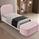 Ver imagem 2 de Cabeceira Cama Box 100cm Lanna com Puff Recamier Doha W01 Bouclê Rosê - Lyam Decor