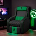 Ver imagem 2 de Poltrona Gamer Troia Streammer Reclinável Luxo Resistente até 150kg:corino Preto/verde
