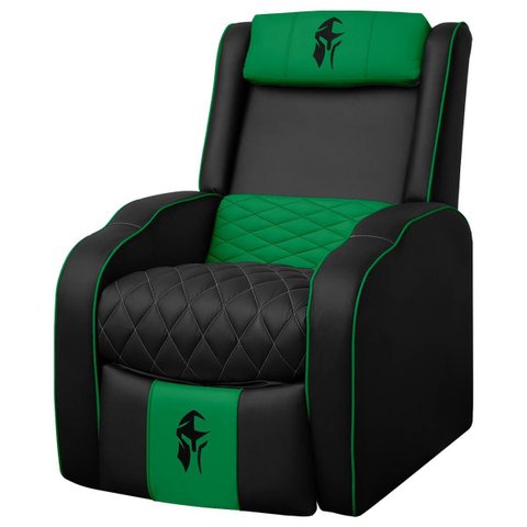 Poltrona Gamer Troia Streammer Reclinável Luxo Resistente até 150kg:corino Preto/verde
