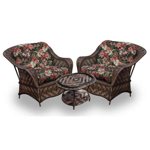 Conjunto de Poltronas Fibra Sintética Nairóbi - 2 Poltronas + 1 Mesa Centro - Tecido Maui Preto