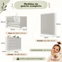 Ver imagem 7 de Quarto de Bebê Completo com Berço Americano 3 em 1/Guarda-Roupa/Cômoda Flor Multimóveis MP4940
