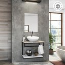 Ver imagem 3 de Bancada com tampo em granito com estrutura de ferro para banheiro e lavabo com prateleira branca