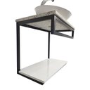 Ver imagem 2 de Bancada com tampo em granito com estrutura de ferro para banheiro e lavabo com prateleira branca