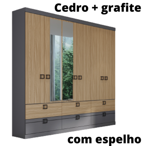 ROUPEIRO HERVAL PH 1734 - COR CEDRO + GRAFITE - COM ESPELHO
