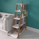 Ver imagem 4 de Kit 02 Estantes Multiuso com 05 Prateleiras Star A02 134x82 Freijó Branco - Lyam Decor