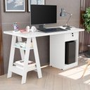 Ver imagem 4 de Mesa Escrivaninha para Escritório 1 Gaveta com Chave Boreal Branco