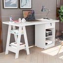 Ver imagem 3 de Mesa Escrivaninha para Escritório 1 Gaveta com Chave Boreal Branco