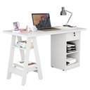 Ver imagem 1 de Mesa Escrivaninha para Escritório 1 Gaveta com Chave Boreal Branco