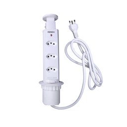 Torre de Tomadas Multiplug 3 Tomadas Branco Renna - 1
