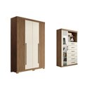 Ver imagem 1 de Guarda Roupa +cômoda 2 Peças Qc333 Jatoba/areia - Santos Andirá