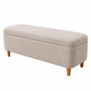 Ver imagem 1 de Puff Baú Bella Retangular Assento Espuma Revestimento Linho Bege 90cm Sallar Home