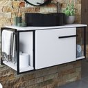 Ver imagem 2 de Gabinete Susp e Cuba Marmore Sintetico P1019x941012 Branco Preto Pp