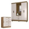 Guarda Roupa Casal Capela e Cômoda 4 Gavetas 01 Porta Lite Nature Off White - Móveis Leão - 6