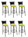 Ver imagem 1 de Kit 6 Banquetas Bistrô Aço Hawaii Assento Amarelo