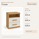 Ver imagem 3 de Mesa de Cabeceira 2 Gavetas com Nicho Cinamomo Off White Formimóveis