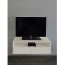 Ver imagem 2 de Rack para Tv Suspenso Bancada com Nicho e Gaveta Off White Laca