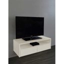Ver imagem 1 de Rack para Tv Suspenso Bancada com Nicho e Gaveta Off White Laca