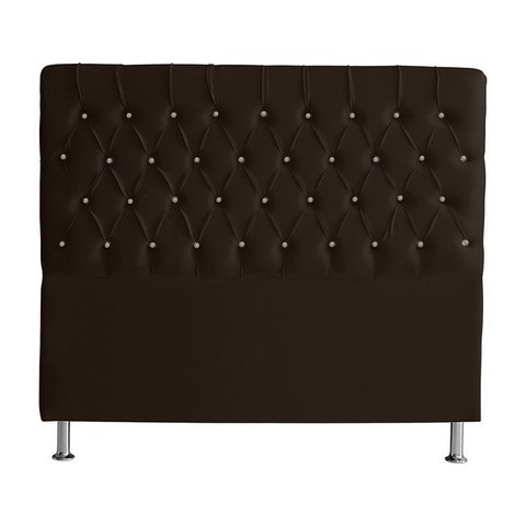 Cabeceira de Cama Box Estrela King 195 Cm Suede Botão Cristal Marrom do Lar Móveis e Decoração