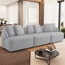 Ver imagem 2 de Sofá 4 Lugares para Sala de Estar Living 288cm Arlo F04 Veludo Cinza Tc-12023 - Lyam Decor