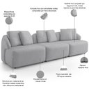 Ver imagem 4 de Sofá 4 Lugares para Sala de Estar Living 288cm Arlo F04 Veludo Cinza Tc-12023 - Lyam Decor